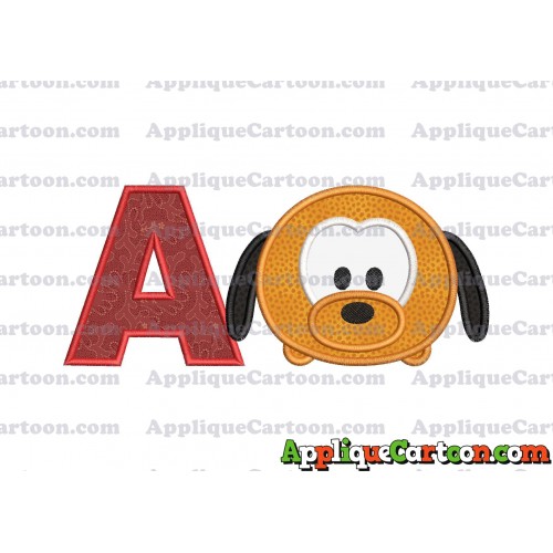 Tsum Tsum Pluto Applique Embroidery Design With Alphabet A