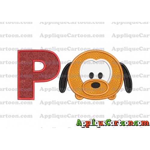 Tsum Tsum Pluto Applique Embroidery Design With Alphabet P