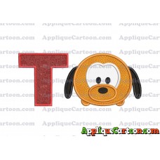 Tsum Tsum Pluto Applique Embroidery Design With Alphabet T