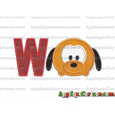Tsum Tsum Pluto Applique Embroidery Design With Alphabet W