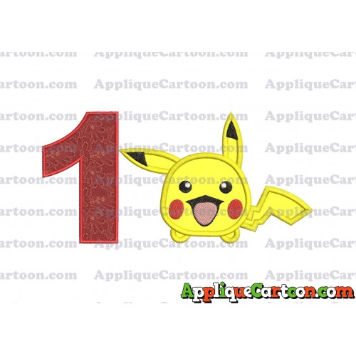 Tsum Tsum Pokemon Applique Embroidery Design Birthday Number 1