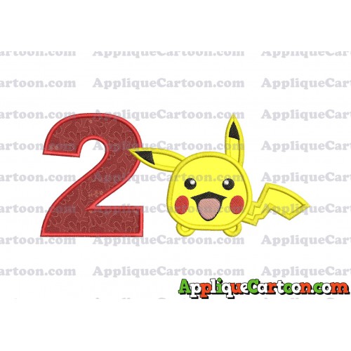Tsum Tsum Pokemon Applique Embroidery Design Birthday Number 2