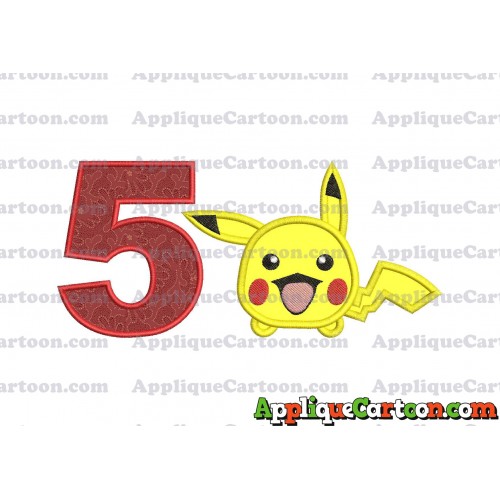 Tsum Tsum Pokemon Applique Embroidery Design Birthday Number 5