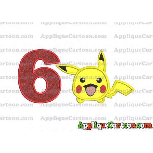 Tsum Tsum Pokemon Applique Embroidery Design Birthday Number 6