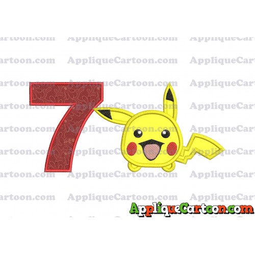 Tsum Tsum Pokemon Applique Embroidery Design Birthday Number 7