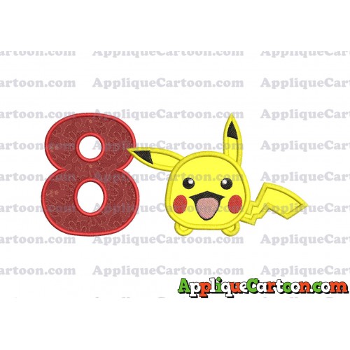 Tsum Tsum Pokemon Applique Embroidery Design Birthday Number 8