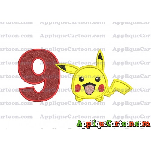 Tsum Tsum Pokemon Applique Embroidery Design Birthday Number 9