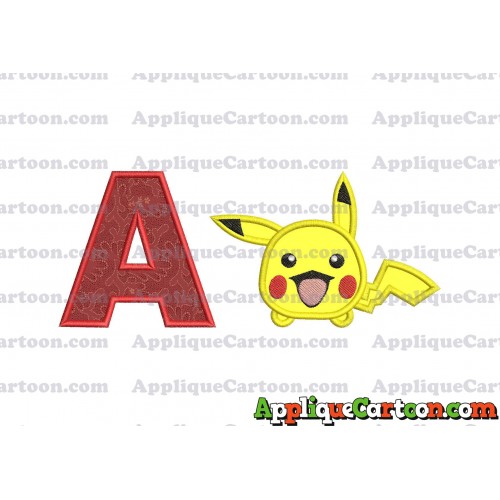 Tsum Tsum Pokemon Applique Embroidery Design With Alphabet A