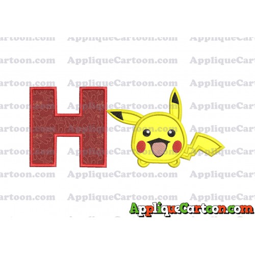 Tsum Tsum Pokemon Applique Embroidery Design With Alphabet H