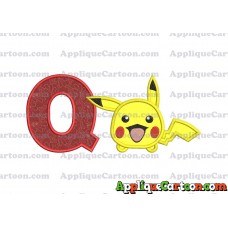 Tsum Tsum Pokemon Applique Embroidery Design With Alphabet Q