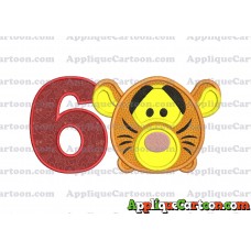 Tsum Tsum Tigger Applique Embroidery Design Birthday Number 6