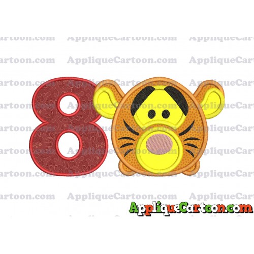 Tsum Tsum Tigger Applique Embroidery Design Birthday Number 8