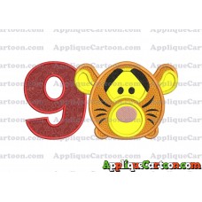 Tsum Tsum Tigger Applique Embroidery Design Birthday Number 9