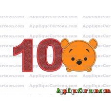 Tsum Tsum Winnie The Pooh Applique Embroidery Design Birthday Number 10