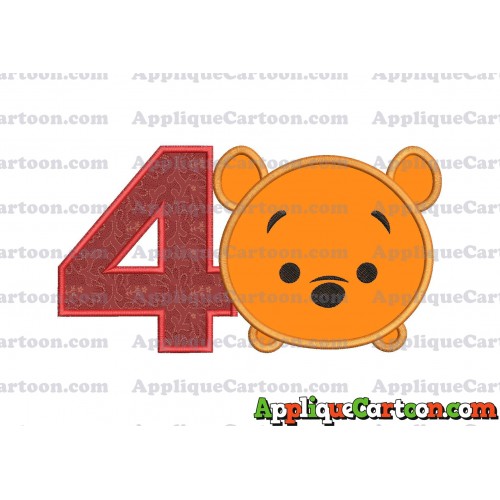 Tsum Tsum Winnie The Pooh Applique Embroidery Design Birthday Number 4