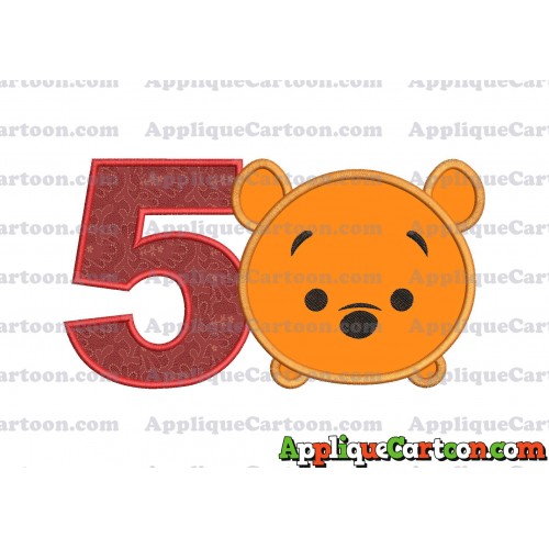 Tsum Tsum Winnie The Pooh Applique Embroidery Design Birthday Number 5
