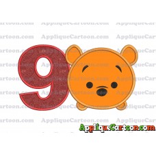 Tsum Tsum Winnie The Pooh Applique Embroidery Design Birthday Number 9