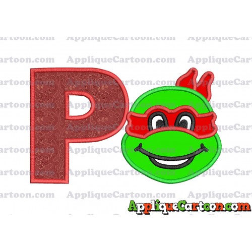Turtle Ninja Applique 01 Embroidery Design With Alphabet P