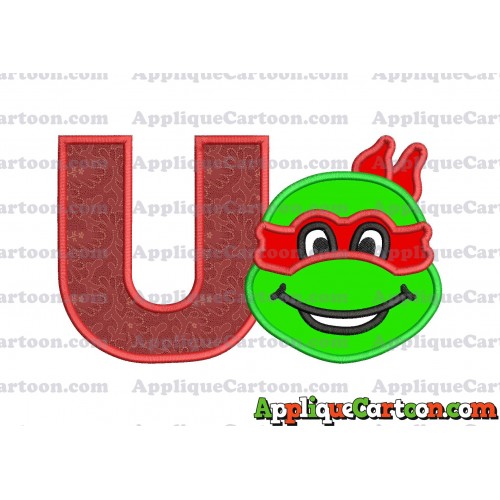 Turtle Ninja Applique 01 Embroidery Design With Alphabet U