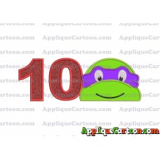 Turtle Ninja Applique 02 Embroidery Design Birthday Number 10