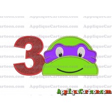 Turtle Ninja Applique 02 Embroidery Design Birthday Number 3