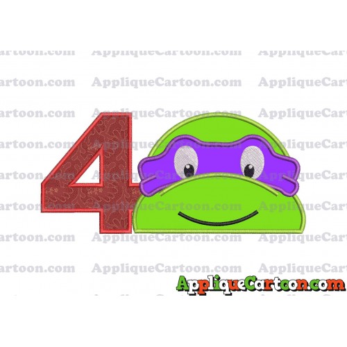 Turtle Ninja Applique 02 Embroidery Design Birthday Number 4
