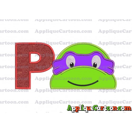 Turtle Ninja Applique 02 Embroidery Design With Alphabet P