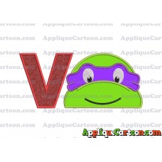 Turtle Ninja Applique 02 Embroidery Design With Alphabet V