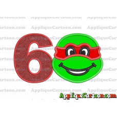 Turtle Ninja Applique Embroidery Design Birthday Number 6