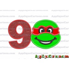 Turtle Ninja Applique Embroidery Design Birthday Number 9