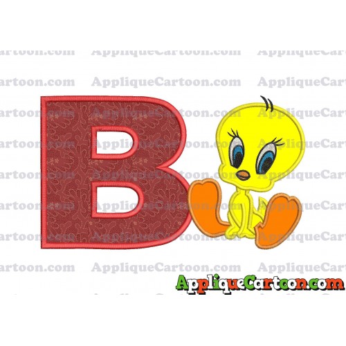 Tweety Applique Embroidery Design With Alphabet B