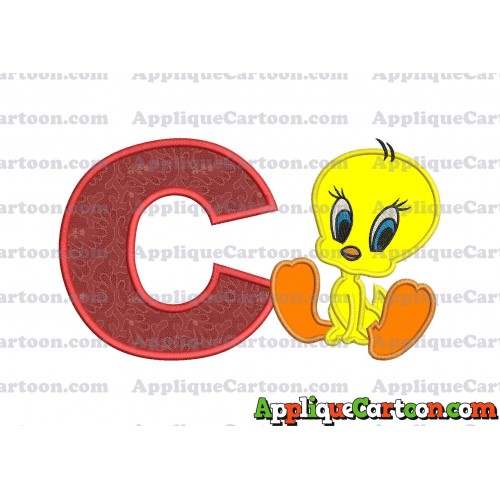 Tweety Applique Embroidery Design With Alphabet C