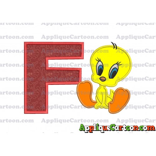 Tweety Applique Embroidery Design With Alphabet F
