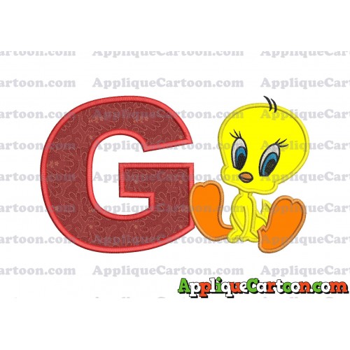 Tweety Applique Embroidery Design With Alphabet G