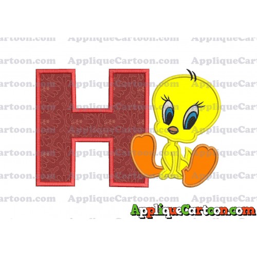 Tweety Applique Embroidery Design With Alphabet H