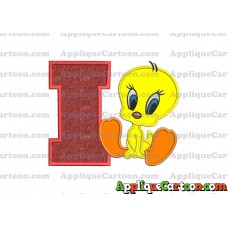 Tweety Applique Embroidery Design With Alphabet I