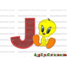Tweety Applique Embroidery Design With Alphabet J