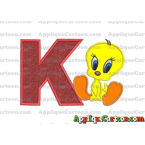 Tweety Applique Embroidery Design With Alphabet K
