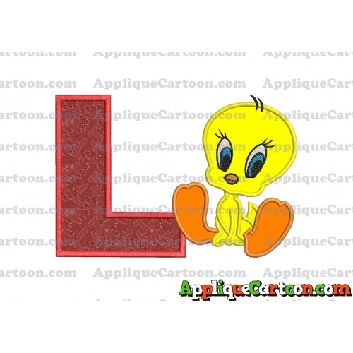 Tweety Applique Embroidery Design With Alphabet L