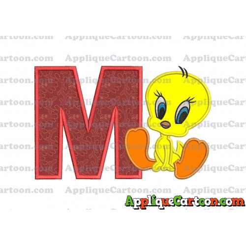 Tweety Applique Embroidery Design With Alphabet M
