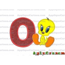 Tweety Applique Embroidery Design With Alphabet O
