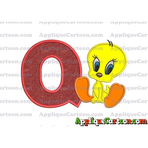 Tweety Applique Embroidery Design With Alphabet Q