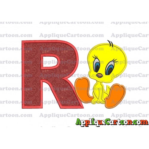 Tweety Applique Embroidery Design With Alphabet R