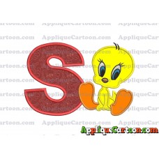 Tweety Applique Embroidery Design With Alphabet S