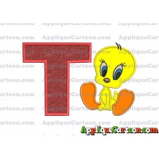 Tweety Applique Embroidery Design With Alphabet T