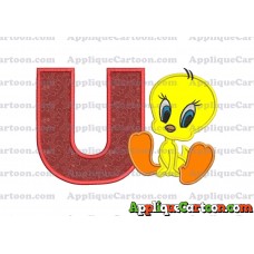 Tweety Applique Embroidery Design With Alphabet U