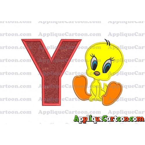 Tweety Applique Embroidery Design With Alphabet Y