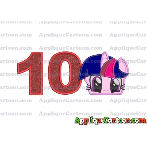 Twilight Sparkle Purple My Little Pony Applique Embroidery Design Birthday Number 10