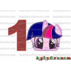 Twilight Sparkle Purple My Little Pony Applique Embroidery Design Birthday Number 1