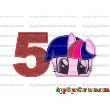 Twilight Sparkle Purple My Little Pony Applique Embroidery Design Birthday Number 5